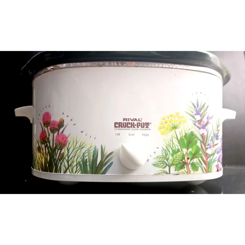Vintage Rival Crock-Pot 3755 Herb Garden 5.5 Qt Slow Cooker Green Made in USA